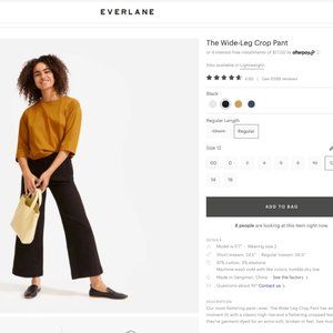 Everlane Wide Leg Crop Pant (Regular) Black Sz 12